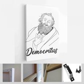 Democritus was een oude Griekse pre-socratische filosoof die vandaag vooral herinnerd wordt voor zijn formulering van een atoomtheorie van het universum - Modern Art Canvas - Verticaal - 1912528144