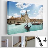 Canal Grande en basiliek Santa Maria della Salute, Venetië, Italië en zonnige dag - Moderne kunst canvas - Horizontaal - 116504368