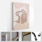 Moderne abstracte kunst organische illustratie. Set van esthetische bauhaus schilderij kunst aan de muur voor huisdecoratie met enkele lijn - Modern Art Canvas - Verticaal - 198051