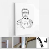 Onlinecanvas - Schilderij - Roman Keizer Julius Caesar Portret In Lijn Illustratie. Art Verticaal - Multicolor - 115 X 75 Cm