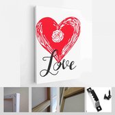 Happy Valentine's Day set kaarten. Handgetekende romantische belettering - Modern Art Canvas - Verticaal - 1626620938