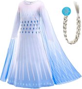 Prinsessenjurk meisje - Elsa jurk - Prinsessen Verkleedkleding - maat 146/152 (150) - Elsa vlecht - Prinsessen