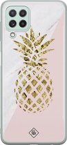 Samsung A22 4G hoesje siliconen - Ananas | Samsung Galaxy A22 4G case | Roze | TPU backcover transparant