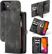 CaseMe - Telefoonhoesje geschikt voor Apple iPhone 13 Mini - 2 in 1 Book Case en Back Cover - Zwart