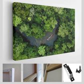 Onlinecanvas - Schilderij - Luchtfoto Rivier In Amazone Regenwoud Jungle In Peru Art Horizontaal - Multicolor - 40 X 30 Cm