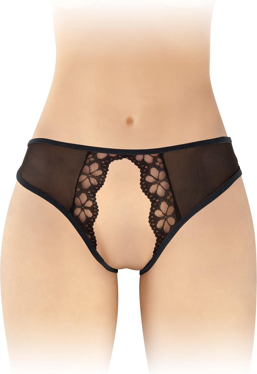 Fashion Secret Ambre - Erotische Slip - Open Kruis - Zwart - One Size