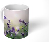 Mok - Bloemen - Vlinder - Lavendel - Zomer - 350 ML - Beker