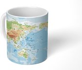 Mok - Koffiemok - Wereldkaart - Atlas - Kleuren - Mokken - 350 ML - Beker - Koffiemokken - Theemok
