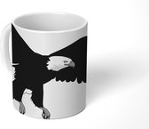 Mok - tekening van een Amerikaanse zeearend voor een witte achtergrond - zwart wit - 350 ML - Beker