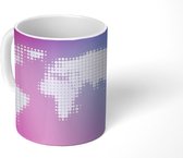 Mok - Wereldkaart - Modern - Kleuren - 350 ML - Beker