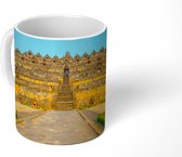 Mok - Gele kleuren op de Borobudur tempel - 350 ML - Beker