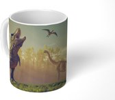 Mok - Koffiemok - Kinderkamer - Dinosaurus - Boom - Mokken - 350 ML - Beker - Koffiemokken - Theemok