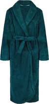 Hunkemöller Dames Nachtmode Lange badjas Fleece  - Blauw - maat XS/S
