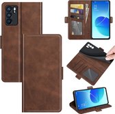 Oppo Reno6 Hoesje - MobyDefend Luxe Wallet Book Case (Sluiting Zijkant) - Bruin - GSM Hoesje - Telefoonhoesje Geschikt Voor: Oppo Reno6