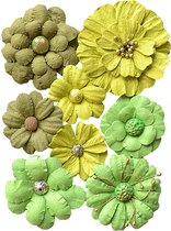 Creative elements handmade paper symphony flowers x8 green