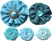 Creative elements fabric flowers rosetta x5 blue