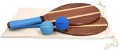 Navaris beach tennis set met 2 ballen - Frescobol set met twee hoogwaardige houten rackets - Beachball set voor strand, tuin of park