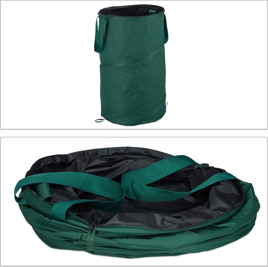 Relaxdays tuinafvalzak pop up - set van 2 - 120 liter - Ø 44 cm - voor onkruid - groen van Relaxdays — afbeelding 5