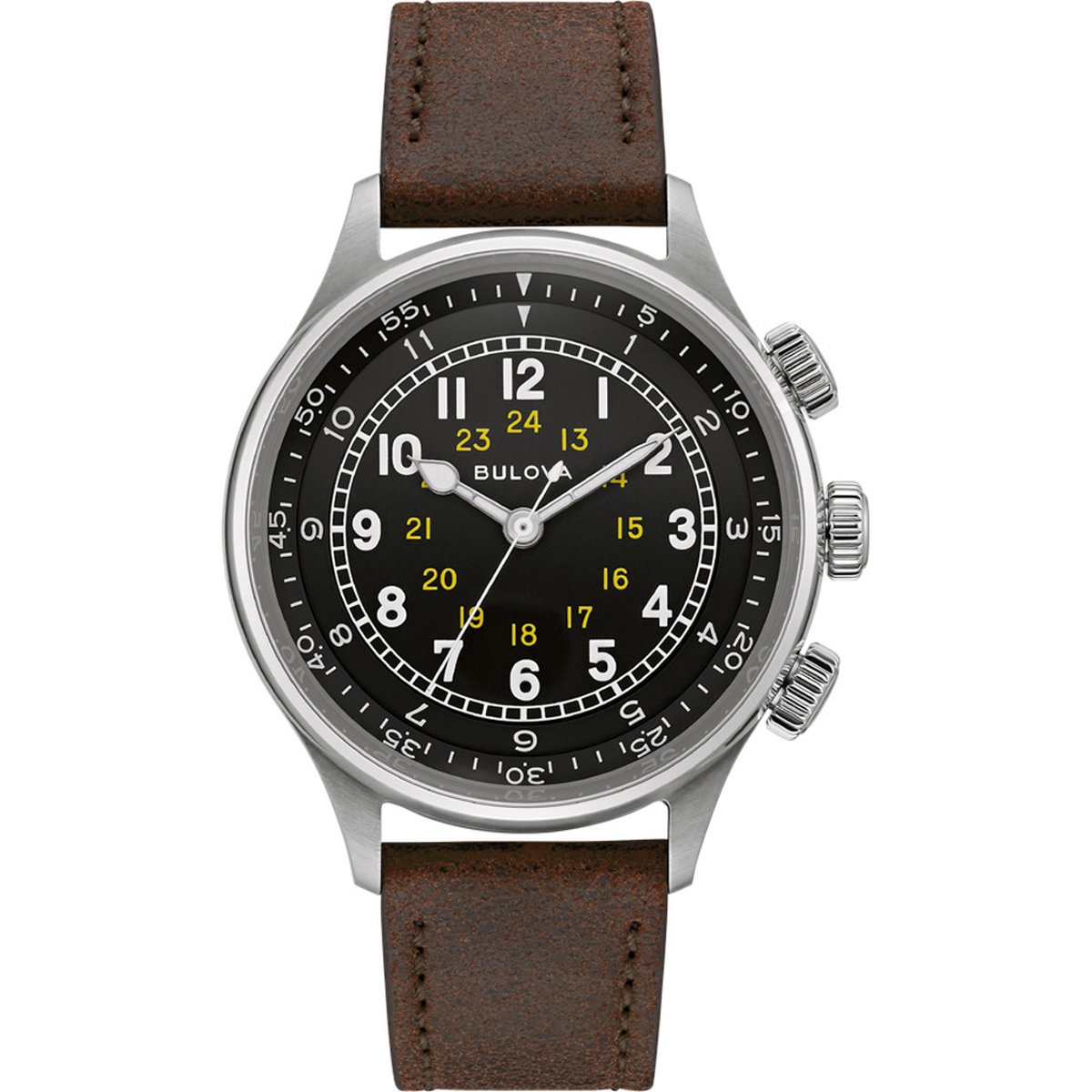 Bulova A-15 Pilot 96A245 Horloge - Leer - Bruin - Ø 42 mm