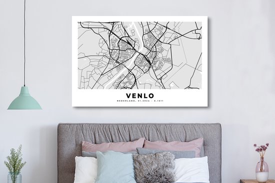 Tableau Peinture sur Toile Carte - Venlo - Nederland - 180x120 cm - Décoration murale XXL