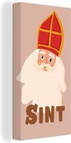 Canvas Schilderij Sinterklaas - Sint - Chocolade - Kinderen - Jongens - Meisjes - Kind - 20x40 cm - Wanddecoratie
