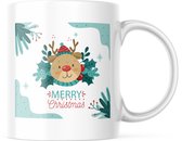 Kerst Mok: merry christmas rudolf | Kerst Decoratie | Kerst Versiering | Grappige Cadeaus | Koffiemok | Koffiebeker | Theemok | Theebeker
