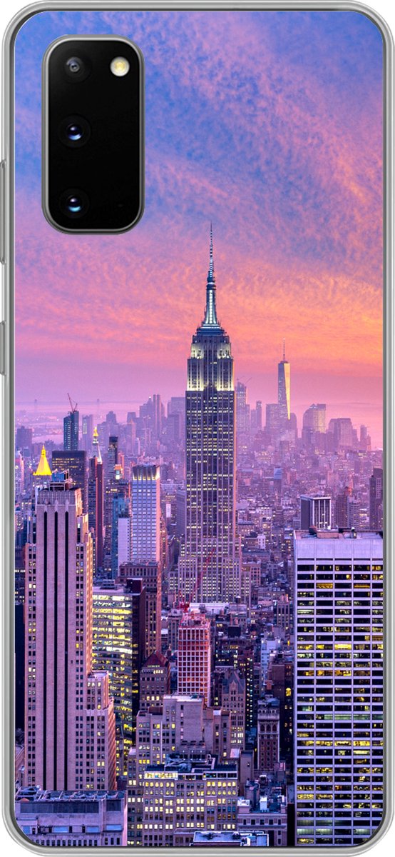 Telefoonhoesje Geschikt voor Samsung Galaxy S20 hoesje - New York - Kleuren - Skyline - Siliconen Telefoonhoesje Telefoonhoesje