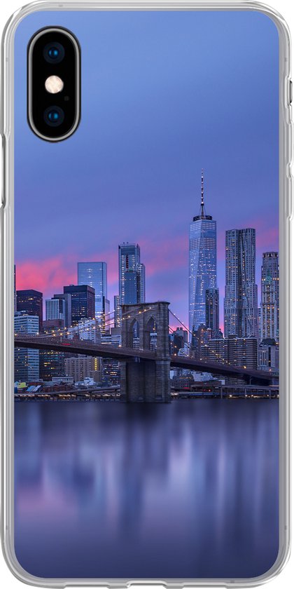 Coque iPhone X - New York derrière le Bridge de Brooklyn - Coque en Siliconen pour téléphone