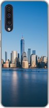 Geschikt voor Samsung Galaxy A50 hoesje - New York - Skyline - Blauw - Siliconen Telefoonhoesje