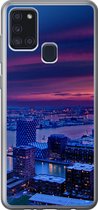 Geschikt voor Samsung Galaxy A21s hoesje - Rotterdam - Lucht - Roze - Siliconen Telefoonhoesje