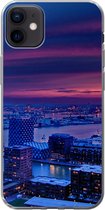 Geschikt voor iPhone 12 mini hoesje - Rotterdam - Lucht - Roze - Siliconen Telefoonhoesje