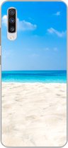 Geschikt voor Samsung Galaxy A70 hoesje - Strand - Zee - Zand - Siliconen Telefoonhoesje