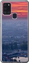Geschikt voor Samsung Galaxy A21s hoesje - Rotterdam - Zonsondergang - Roze - Siliconen Telefoonhoesje