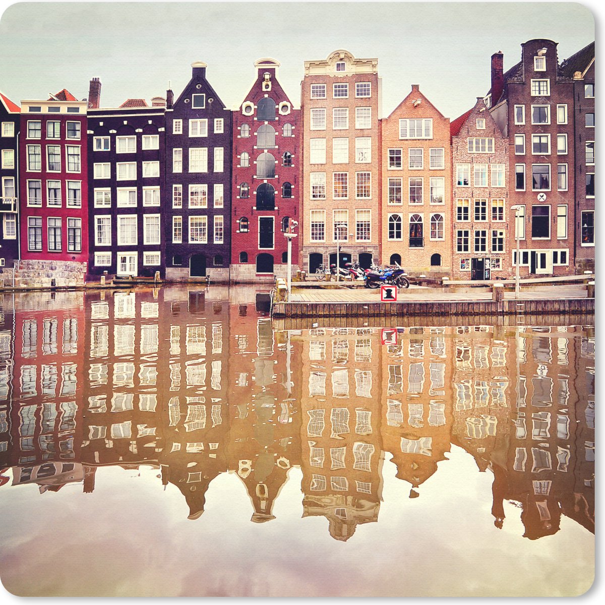 Muismat 20x20 cm - Mousepad Amsterdam - Huis - Reflectie - Muismatten