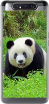 Geschikt voor Samsung Galaxy A80 hoesje - Panda - Gras - Dier - Siliconen Telefoonhoesje