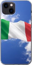 Geschikt voor iPhone 13 mini hoesje - De vlag van Italië wappert in de lucht - Siliconen Telefoonhoesje