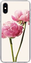 Geschikt voor iPhone Xs Max hoesje - Bloemen - Bloesem - Roze - Siliconen Telefoonhoesje