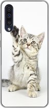 Geschikt voor Samsung Galaxy A50 hoesje - Kitten - Poot - Wit - Meisjes - Kinderen - Jongens - Kind - Siliconen Telefoonhoesje