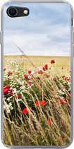 Coque iPhone SE 2020 - Nuages - Fleurs - Rouge - Coque de téléphone en Siliconen