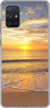 Geschikt voor Samsung Galaxy A51 hoesje - Strand - Zonsondergang - Zee - Siliconen Telefoonhoesje