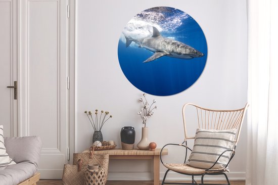 WallCircle - Cercle Mural - Cercle Mural - Requin - Mer - Water - Aluminium - Dibond - 140x140 cm - Intérieur et Extérieur