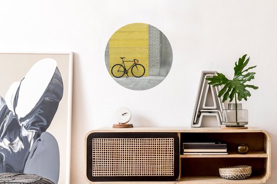 WallCircle - Wandcirkel ⌀ 30 - Een racefiets op een industriële achtergrond - Ronde schilderijen woonkamer - Wandbord rond - Muurdecoratie cirkel - Kamer decoratie binnen - Wanddecoratie muurcirkel - Woonaccessoires