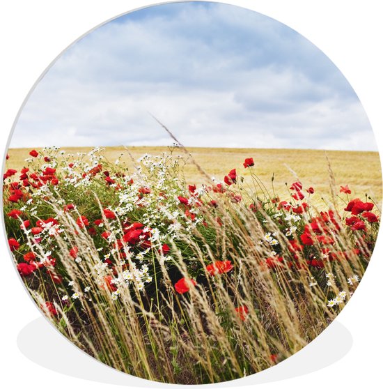 WallCircle - Wall Circle - Wall Circle Indoor - Nuages - Fleurs - Rouge - 140x140 cm - Décoration murale - Peintures Ronds