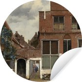 WallCircle - Muurstickers - Behangcirkel - Het straatje - Johannes Vermeer - ⌀ 30 cm - Muurcirkel - Zelfklevend - Ronde Behangsticker