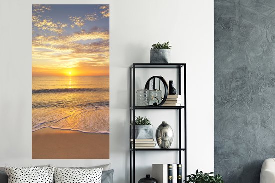 Stickers muraux - Film autocollant - Plage - Coucher de soleil - Mer - 80x160 cm - Film adhésif - Stickers muraux Chambre d'enfant - Papier peint autocollant