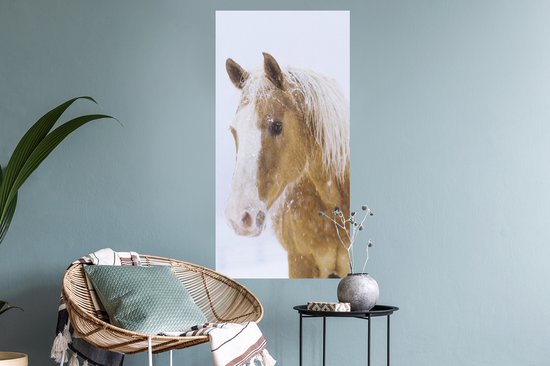 Stickers Stickers muraux - Cheval - Neige - Hiver - 40x80 cm - Film adhésif