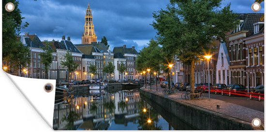 Affiche de jardin Groningen - Canal House - Canaux - 80x40 cm