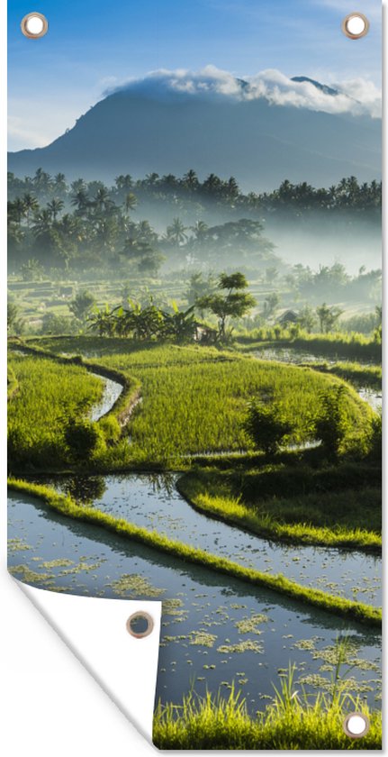 Tuinposter Rijstvelden op Bali - 30x60 cm - Tuindoek - Buitenposter