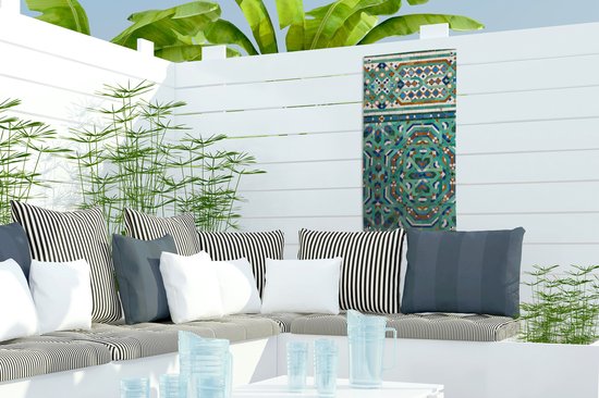 Tuinposter 30x60 cm - Tuindecoratie Een traditionele Marokkaanse mozaïekdecoratie - Poster voor in de tuin - Buiten decoratie - Schutting tuinschilderij - Tuindoek muurdecoratie - Wanddecoratie balkondoek