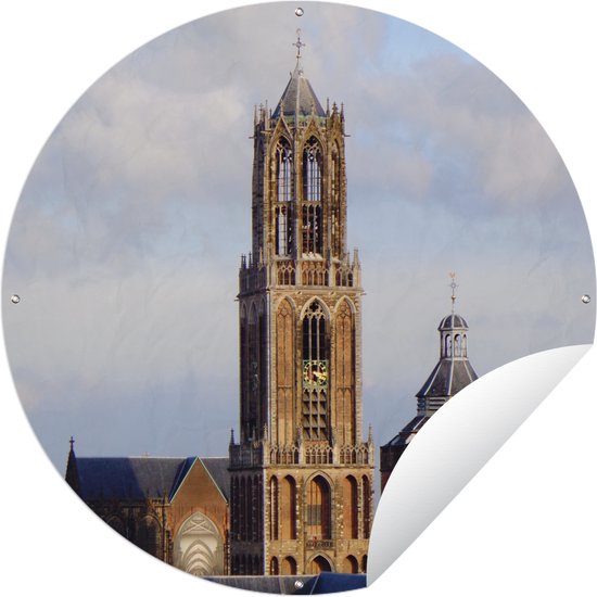 Tuincirkel Domtoren - Nederland - Utrecht - 120x120 cm - Ronde Tuinposter - Buiten XXL / Groot formaat!